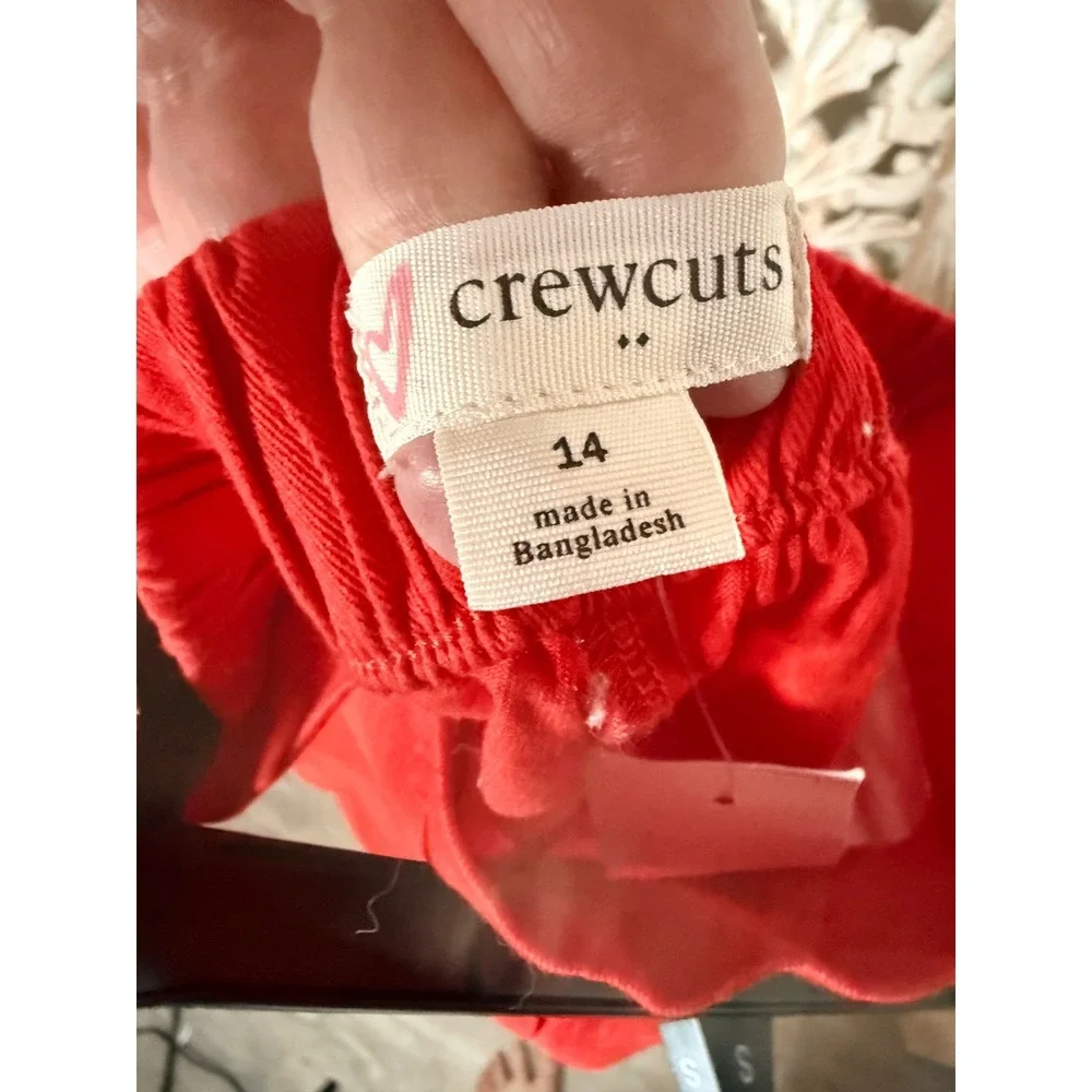 J.Crew Crewcuts Girls Red Scalloped Hem Cotton Shorts Size 14 BX060 NEW